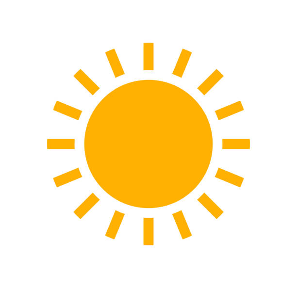 sun flaches design einfache ikone. - sun stock-grafiken, -clipart, -cartoons und -symbole