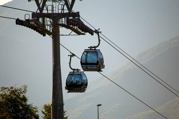 istock Photo of two funiculars in mountainous area 1134053362