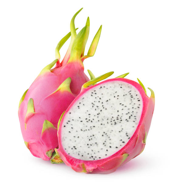 istock Isolated cut white fleshed dragon fruit 1134058655