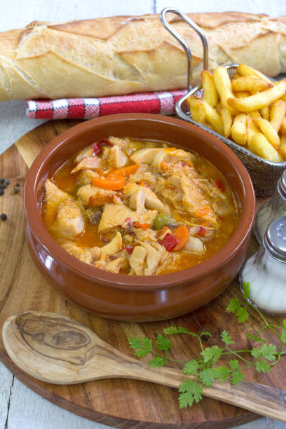 plate of tripe tripe dish (French gastronomy) with fries grillade stock pictures, royalty-free photos & images