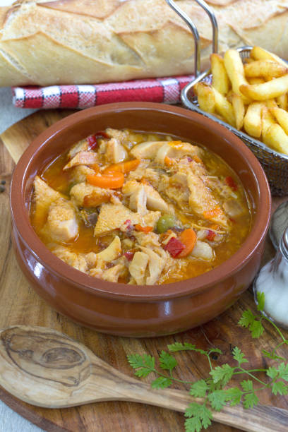 plate of tripe tripe dish (French gastronomy) with fries grillade stock pictures, royalty-free photos & images