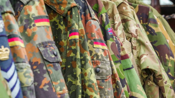 istock The camouflage uniforms hanging on the cabinets 1134061861