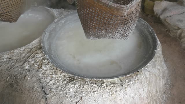 Rock salt from boiled saltwater. Nan province, Thailand