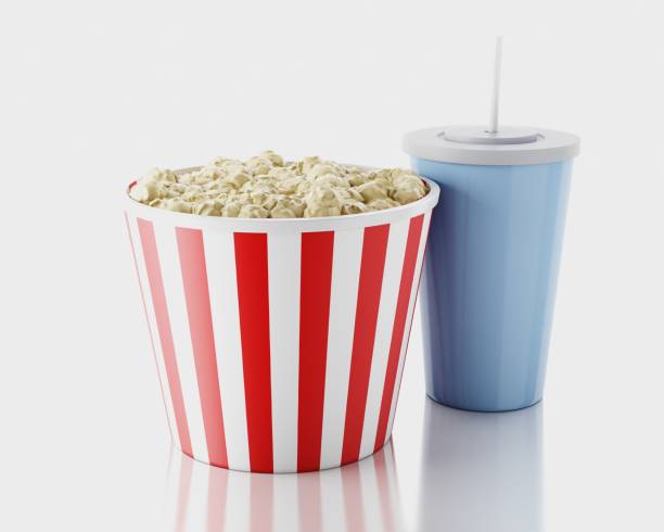 istock 3d Popcorn and drink. Movie concept. 1134064454