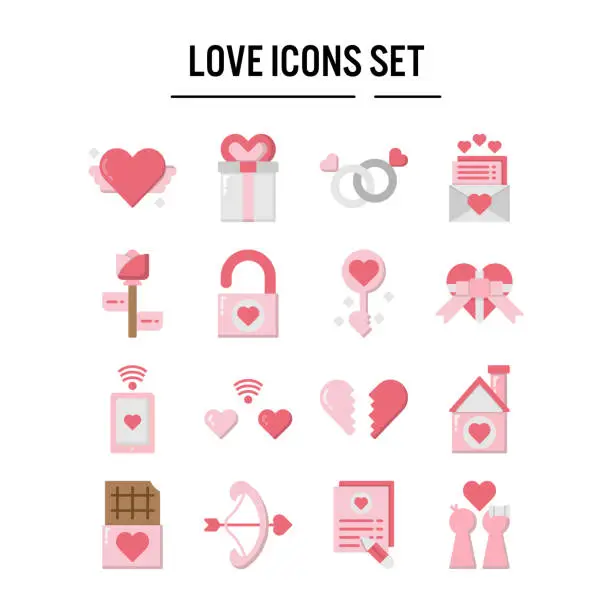 Vector illustration of Love icon in outline design for web design , infographic , presentation , mobile application - Vector illustration