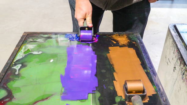 istock Rolling of colored ink into the platform 1134066108