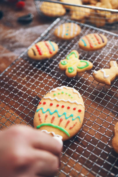 Decorating Easter Cookies with Colorful Icing