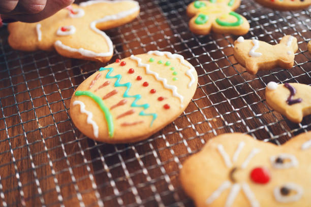 Decorating Easter Cookies with Colorful Icing