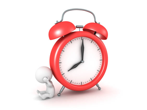 istock Upset 3D Character with Large Alarm Clock 1134069172