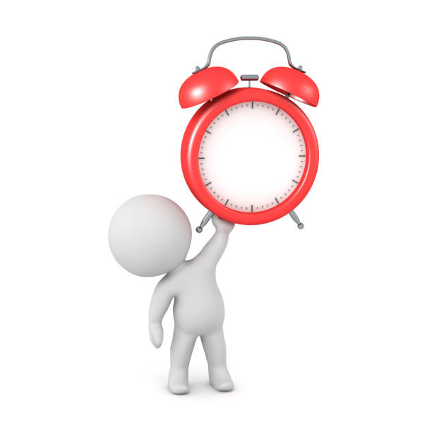 istock 3D Character Holding Up an Alarm Clock 1134069237
