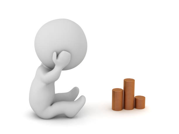 istock Stressed 3D Character with Little Money 1134069265