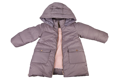 Toddler's winter jacket with hood isolated on white