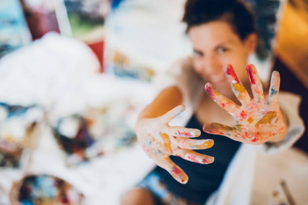 istock Woman painter with her art 1134073935