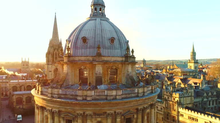 Aerial view of Oxford university, England UK.