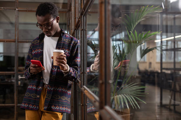 istock Man having a coffee and a conversation in a social media 1134074129