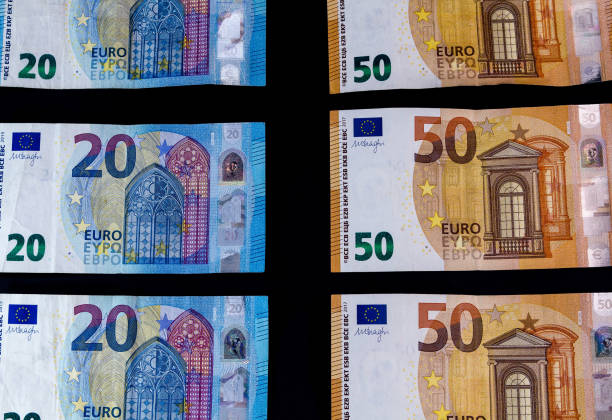 istock Money Euro value banknotes, European Union payment system 1134075649