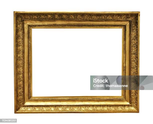 Antique Golden Textured Masterpiece Frame Stock Photo - Download Image Now - Picture Frame, Frame - Border, Gold - Metal