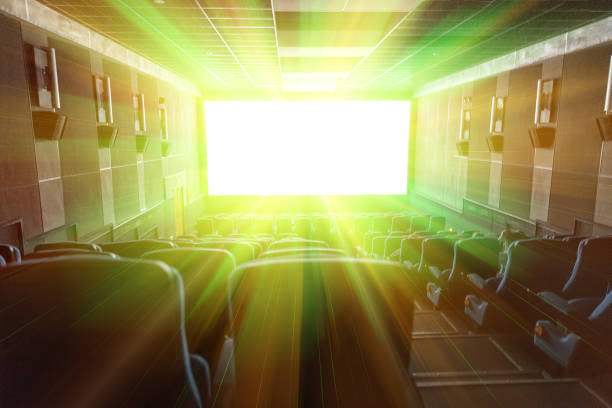 Bright effects on the screen of the cinema