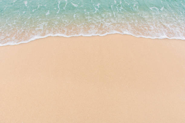 istock Soft wave of sea on empty sandy beach Background with copy space 1134084439