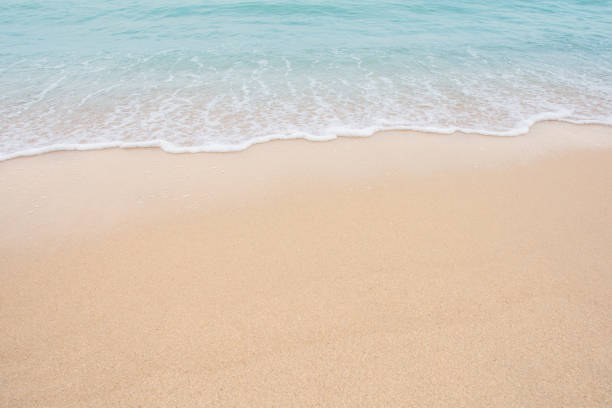 istock Soft wave of sea on empty sandy beach Background with copy space 1134084725