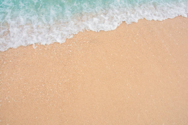 istock Soft wave of sea on empty sandy beach Background with copy space 1134085293