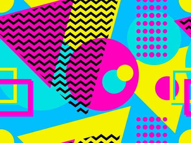 Seamless pattern with geometric elements in the style of 80s. Points and dotted lines. Vector illustration Seamless pattern with geometric elements in the style of 80s. Points and dotted lines. Vector illustration funky stock illustrations