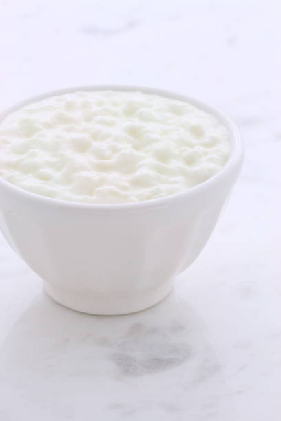 Fresh cottage cheese stock photo