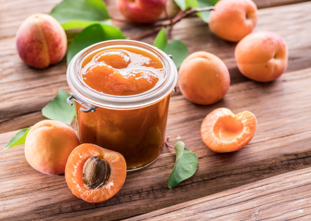 istock Apricot jam and ripe apricots. 1134088641