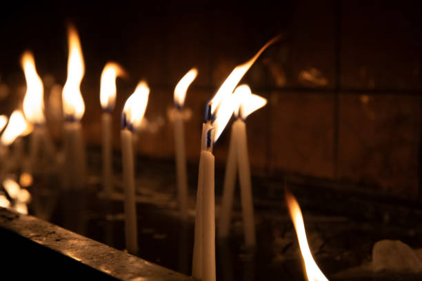 istock Visit the temple (the church), to light the candles on the stand. 1134089761