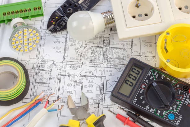 istock Still Life Of Electrical Components Arranged On Plans 1134095226