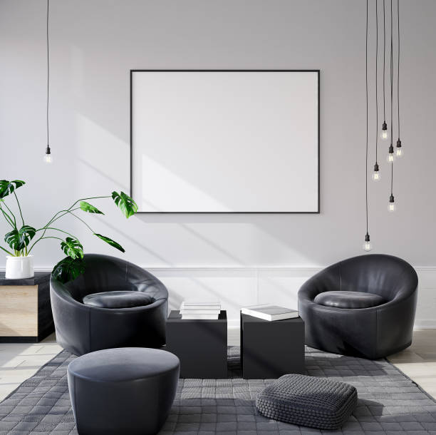 istock Mock-up poster in modern living room background 1134095269