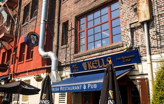 SEATTLE, WASHINGTON - May 17, 2012: Kells Irish Restaurant & Bar is one of Seattle's favorite hideaways. Situated in Post Alley above the historic Pike Place Market