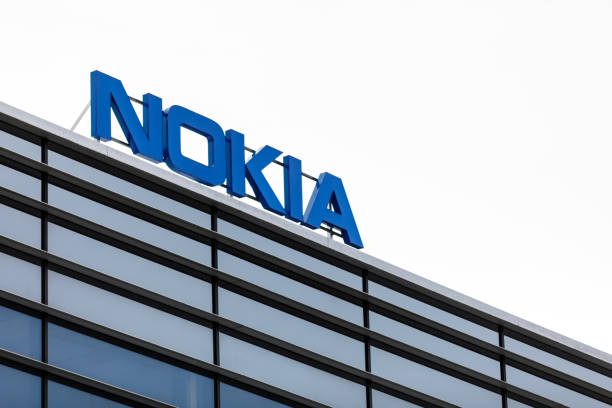 Nokia brand name on top of an office building stock photo