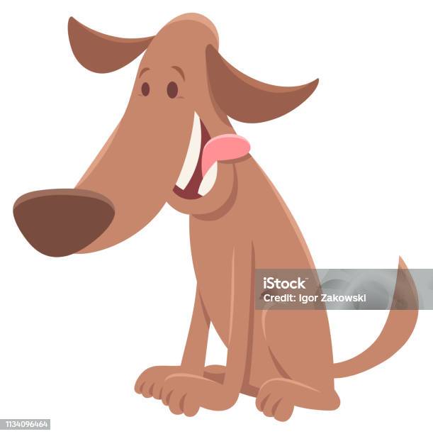 Funny Brown Dog Cartoon Animal Character Stock Illustration - Download Image Now - Animal, Animal Body Part, Animal Tongue