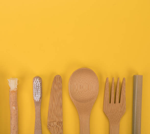 istock Eco friendly bamboo cutlery and teeth brushes. Zero waste concept. 1134098447