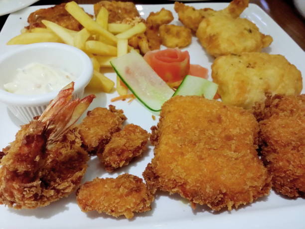 istock Seafood platter served with white sauce 1134099440