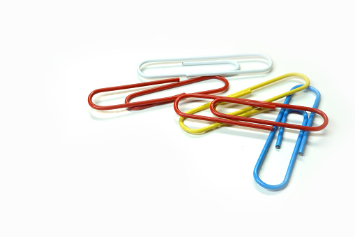 shot of colorful paperclip