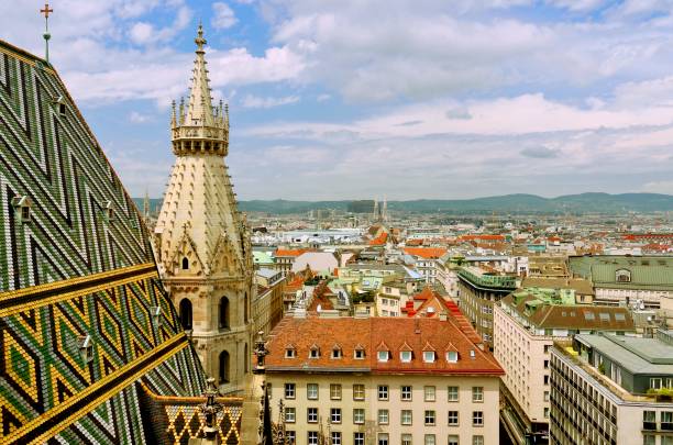 Vienna from above Stephanplatz, view from St. Stephen's Cathedral oberteil stock pictures, royalty-free photos & images