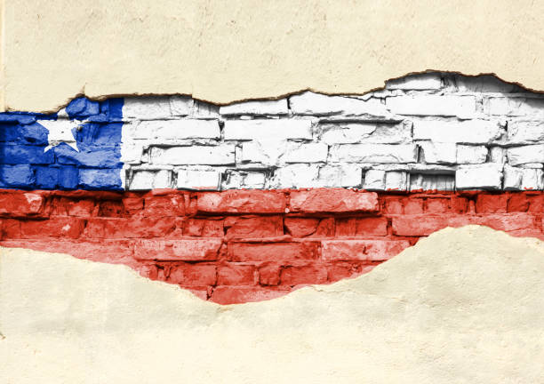 istock National flag of Chile on a brick background. Brick wall with partially destroyed plaster, background or texture. 1134103756