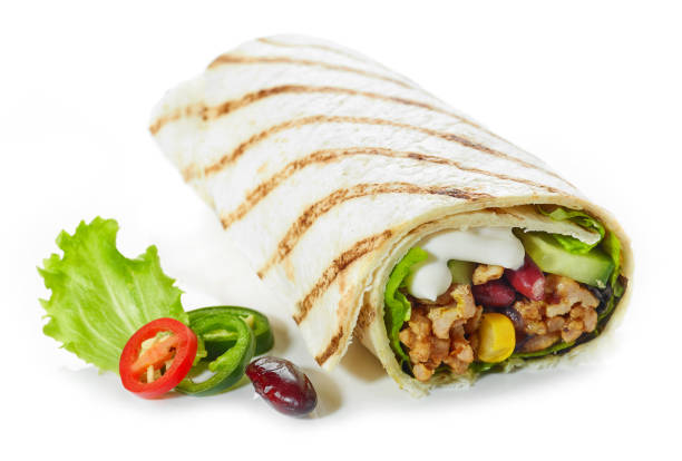 istock Tortilla wrap with fried minced meat and vegetables 1134104926