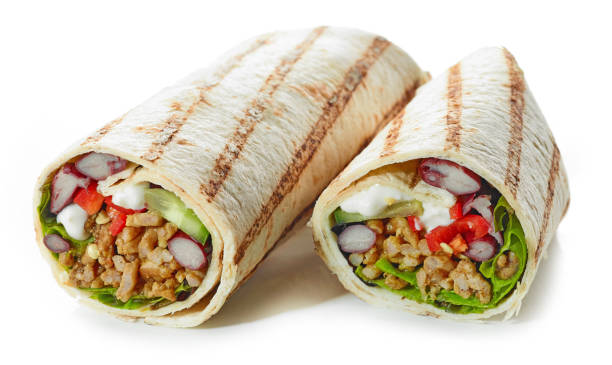 istock Tortilla wrap with fried minced meat and vegetables 1134104931