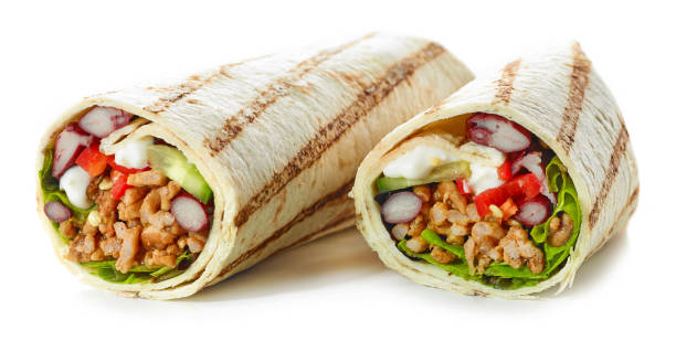 istock Tortilla wrap with fried minced meat and vegetables 1134104932