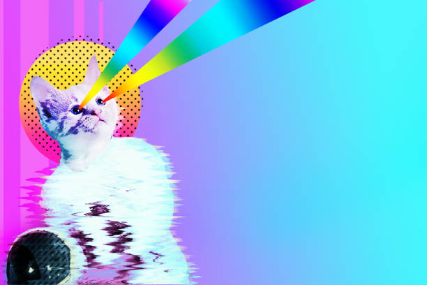 pop art astronaut cat collage - 99 imagens e fotografias de stock