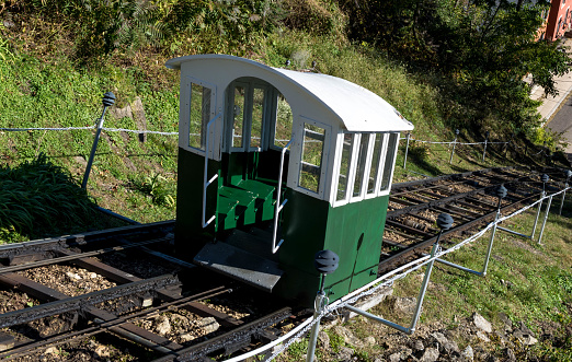 Narrow gauge funicular railway, Dubuque, Iowa.  This railway has been called the shortest, steepest scenic railway.