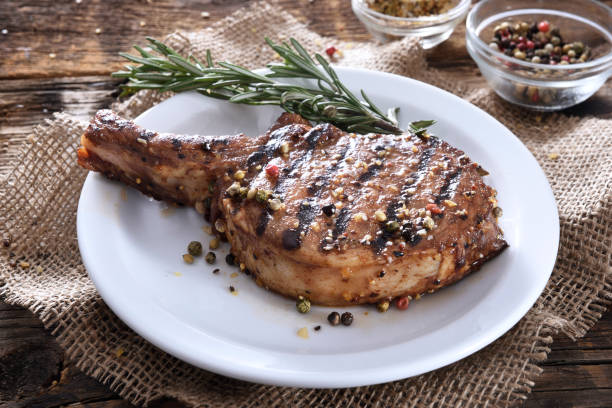 Grilled pork chop with spices