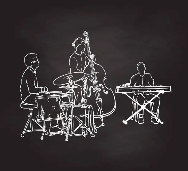 Vector illustration of Double Bass And Keyboard Band