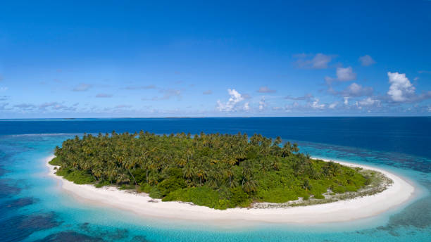 istock Elevated view of island and reef on beautiful day 1134131195