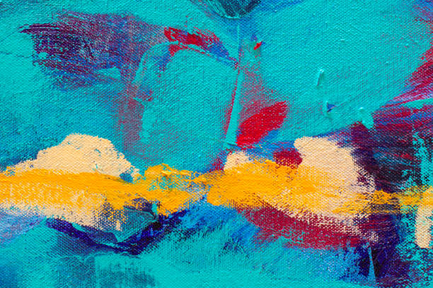 sfondo artistico astratto dipinto a mano su tela - tempera painting splattered paint painting foto e immagini stock