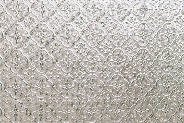 Photo of beautiful embossed pattern on the glass  texture background