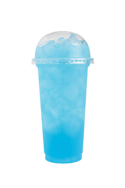 istock Isolated Front View of Iced Ocean Blue Mixed Fruit Water in plastic cup with plastic cap. Studio shot. 1134136968